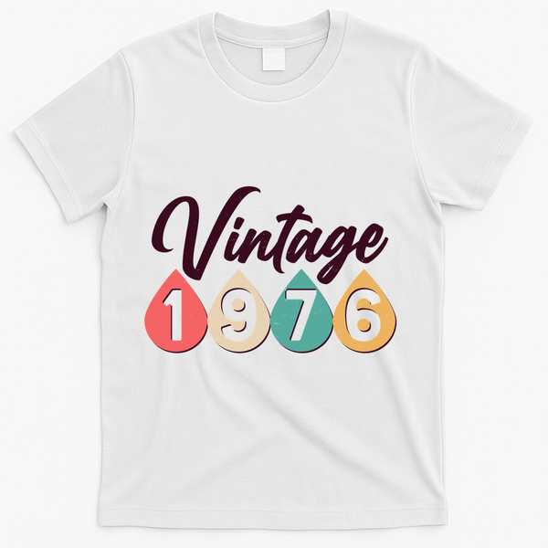 50th Birthday Vintage 1976 Retro Teardrop Design  T-Shirt - White