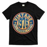 50th Birthday Vintage 1976 All Original Parts Shield Emblem  T-Shirt - Black