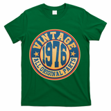 50th Birthday Vintage 1976 All Original Parts Shield Emblem  T-Shirt - Green