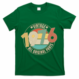 50th Birthday Vintage 1976 All Original Parts Emblem T-Shirt - Green