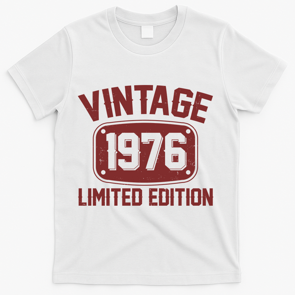 50th Birthday Vintage 1976 Limited Edition Birthday Metal Plate  T-Shirt - White