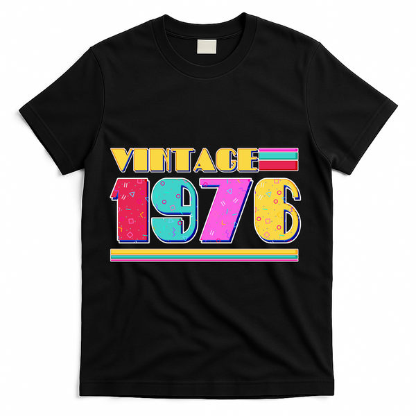 50th Birthday Vintage 1976 1980s Colors  T-Shirt - Black