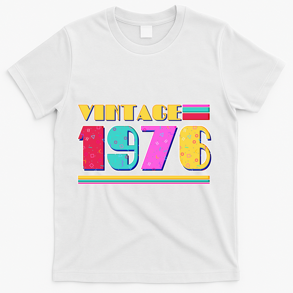 50th Birthday Vintage 1976 1980s Colors  T-Shirt - White