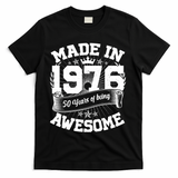 50th Birthday Vintage Crown Made In 1976 50 Years Of Being Awesome T-Shirt - Black