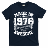 50th Birthday Vintage Crown Made In 1976 50 Years Of Being Awesome T-Shirt - Navy