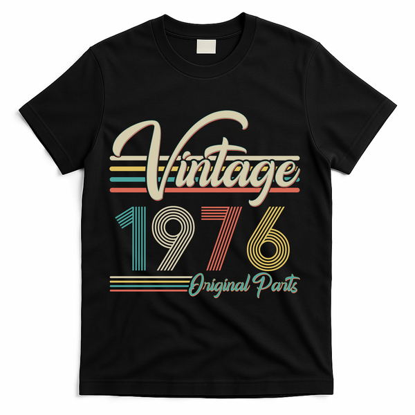 50th Birthday Vintage 1976 Original Parts Birthday T-Shirt - Black