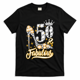 50 & Fabulous 50 Years Old 50th Birthday Diamond Crown Shoes T-Shirt - Black
