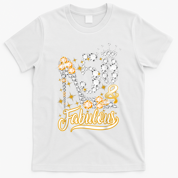 50 & Fabulous 50 Years Old 50th Birthday Diamond Crown Shoes T-Shirt - White
