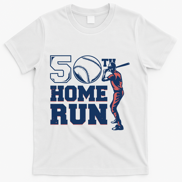 50th Home Run Baseball Birthday Gift T-Shirt - White