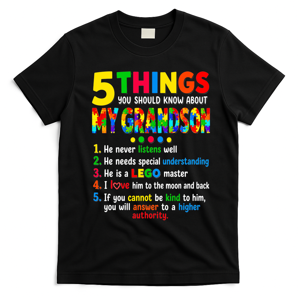 5 Things You Should Know About My Grandson T-Shirt - Black