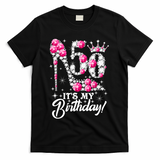 50 Years Old It's My 50th Birthday Funny Pink Diamond Shoes T-Shirt - Black