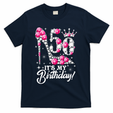 50 Years Old It's My 50th Birthday Funny Pink Diamond Shoes T-Shirt - Navy