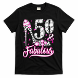 50 Years Old Gifts 50 & Fabulous 50th Birthday Pink Diamond T-Shirt - Black