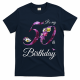 50 Year Old Shirt Floral 1973 It's My 50th Birthday Gift T-Shirt - Navy