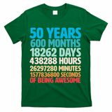 50 Years Of Being Awesome 50th Birthday Time Breakdown T-Shirt - Green