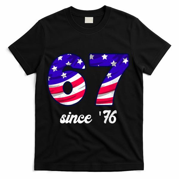 67 American Flag Vintage Meme 6-7 Meme T-Shirt - Black