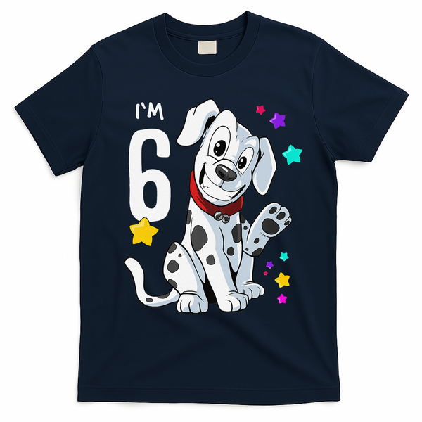 6th Birthday 6 Year Old Dalmatian T-Shirt - Navy Blue