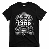 60th Birthday Vintage Scroll Border Legends Were Born Age Perfectly 1966 T-Shirt - Black