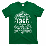 60th Birthday Vintage Scroll Border Legends Were Born Age Perfectly 1966 T-Shirt - Green