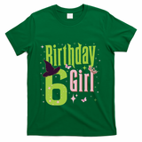 6th Birthday Witch And Green 6 Year Old Birthday Girl T-Shirt - Green