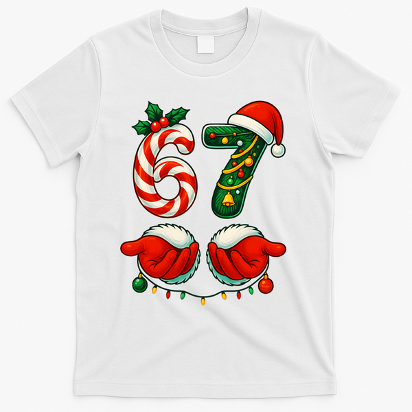 67 Christmas 6-7 Meme Festive Gen Alpha Slang T-Shirt - White