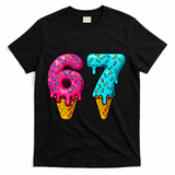 67 Ice Cream Cone Drip Number Sports 6-7 Meme T-Shirt - Black