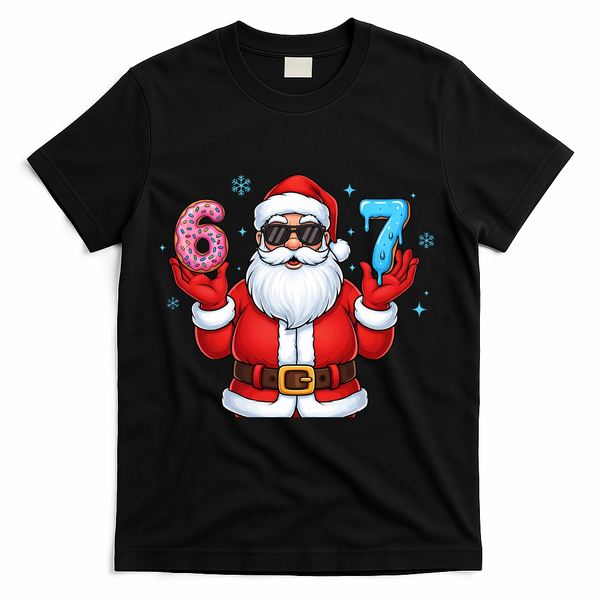 6-7 Meme Cool Santa Claus 67 T-Shirt - Black