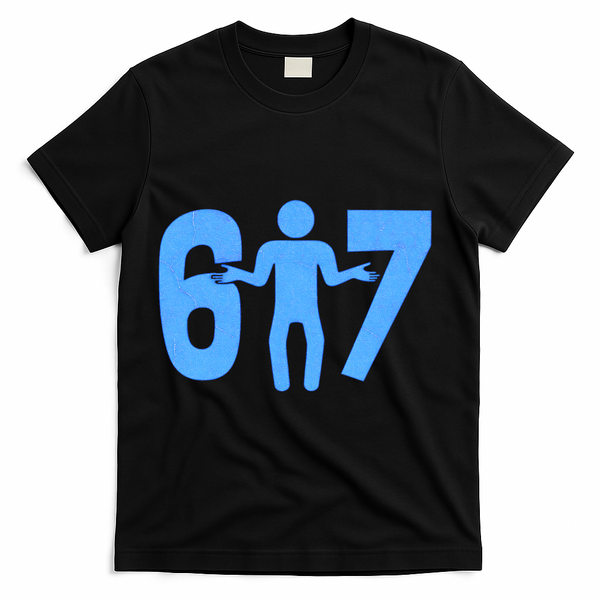 6-7 Stick Figure 67 Meme T-Shirt - Black