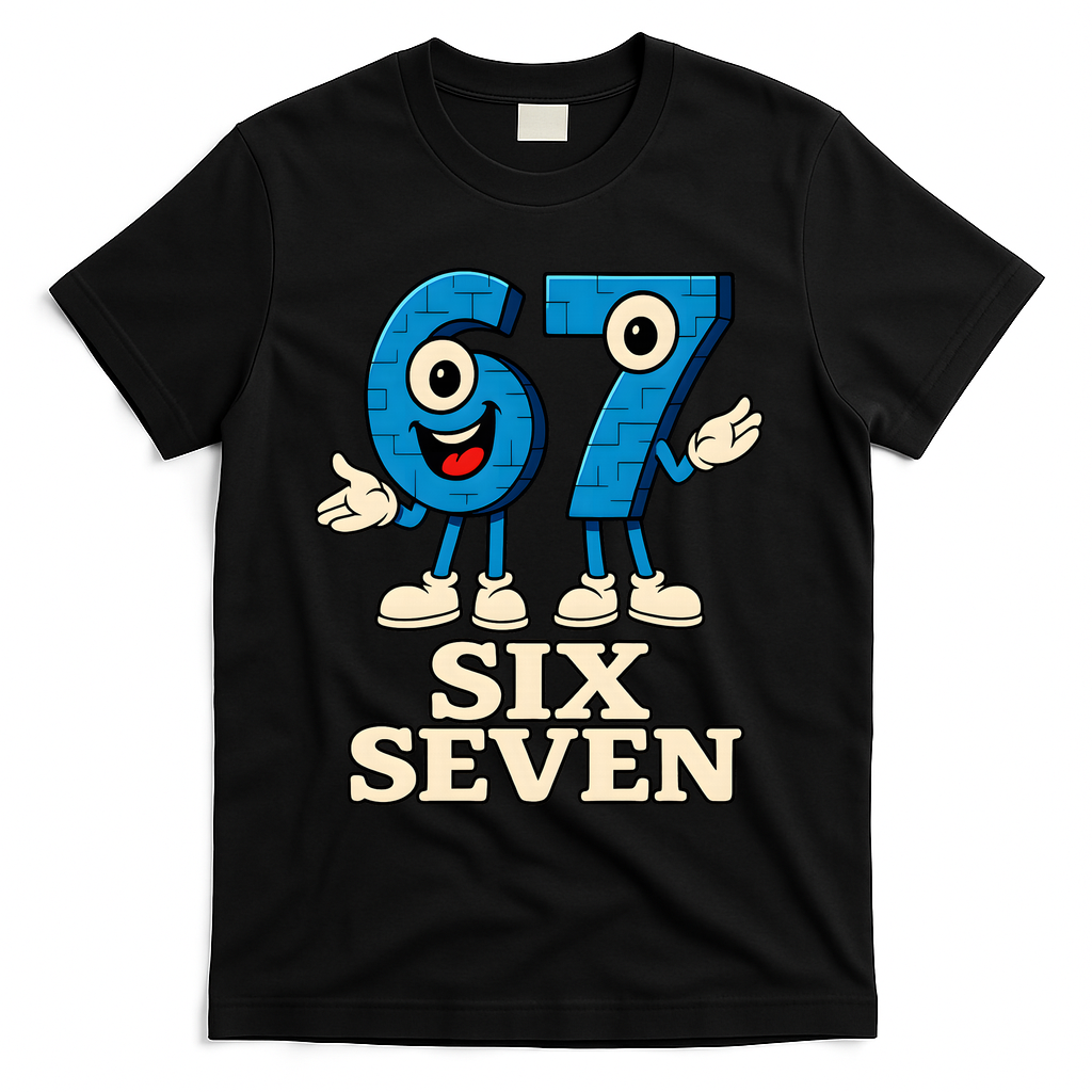 67 Six Seven 6-7 Meme Italian Brainrot Gaming T-Shirt - Black
