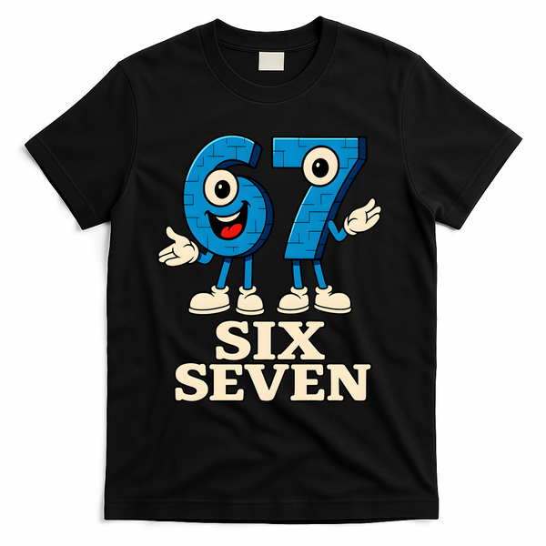 67 Six Seven 6-7 Meme Italian Brainrot Gaming T-Shirt - Black