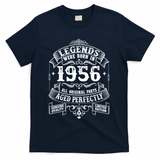 70th Birthday Vintage Scroll Border Legends Were Born Age Perfectly 1956 T-Shirt - Navy