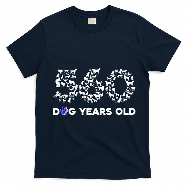 80th Birthday  Funny 560 Dog Years Old Gift Tees T-Shirt - Navy Blue