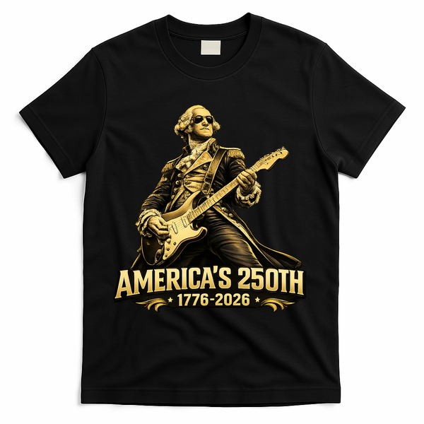 America's 250th Anniversary George Washington Rocker T-Shirt - Black