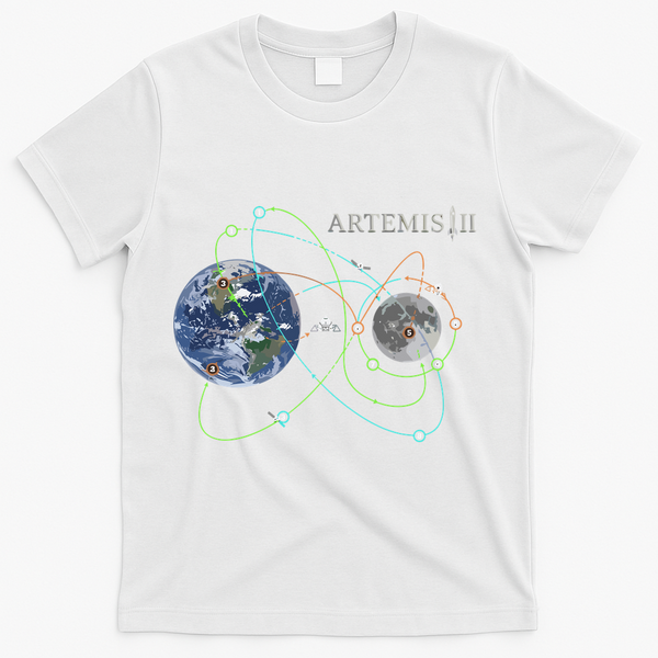 Artemis 2 Route Map SLS Moon T-Shirt - White