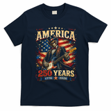 America 250 Years Celebration Rocker Skull Vintage T-Shirt - Navy Blue
