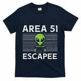 Alien Area 51 Escapee Funny Costume Ufo T-Shirt - Navy