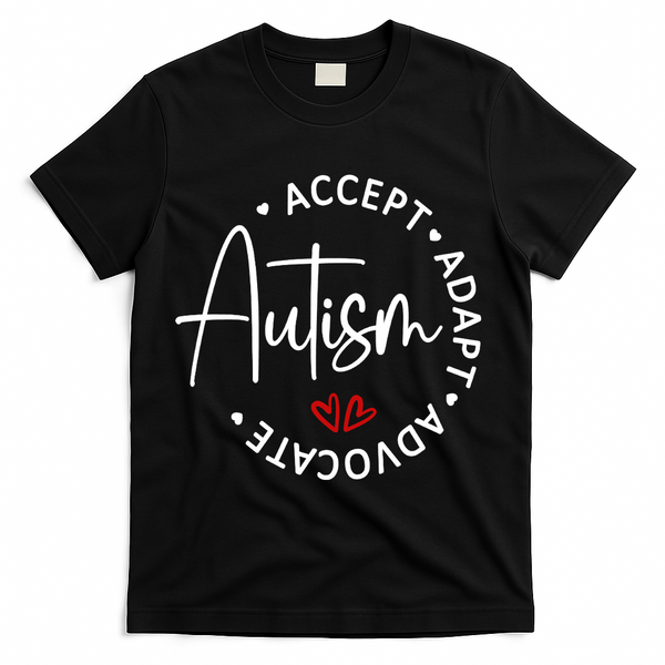 Autism Awareness Accept Adopt Advocate T-Shirt - Black