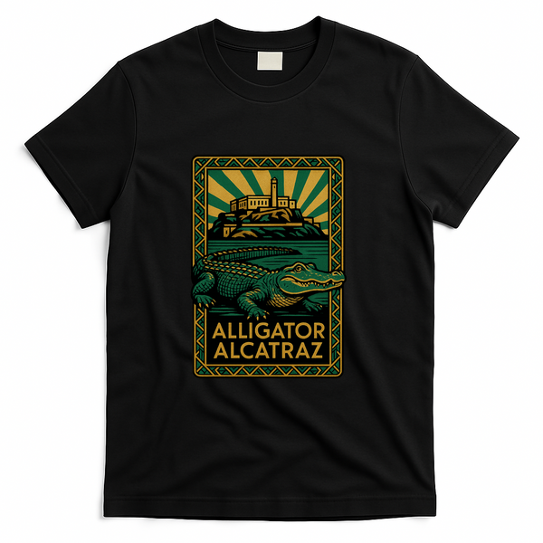Alligator Alcatraz Art Deco T-Shirt - Black
