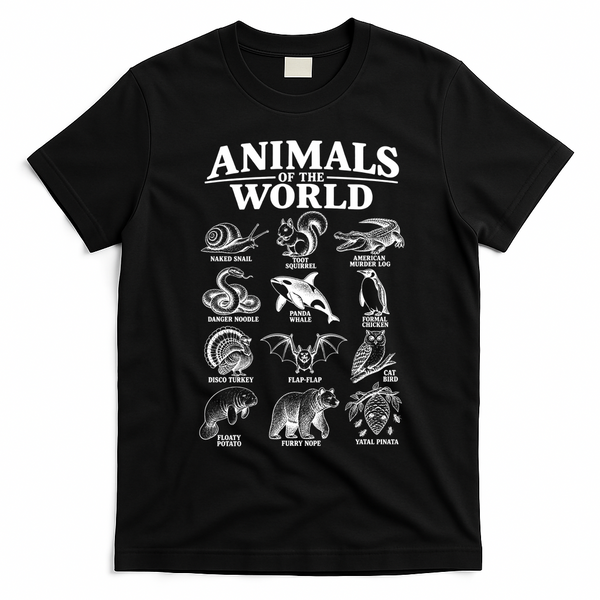 All Animals Of The World Vintage Funny Animal Meme T-Shirt - Black