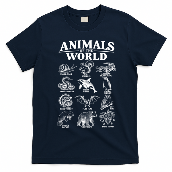 All Animals Of The World Vintage Funny Animal Meme T-Shirt - Navy Blue