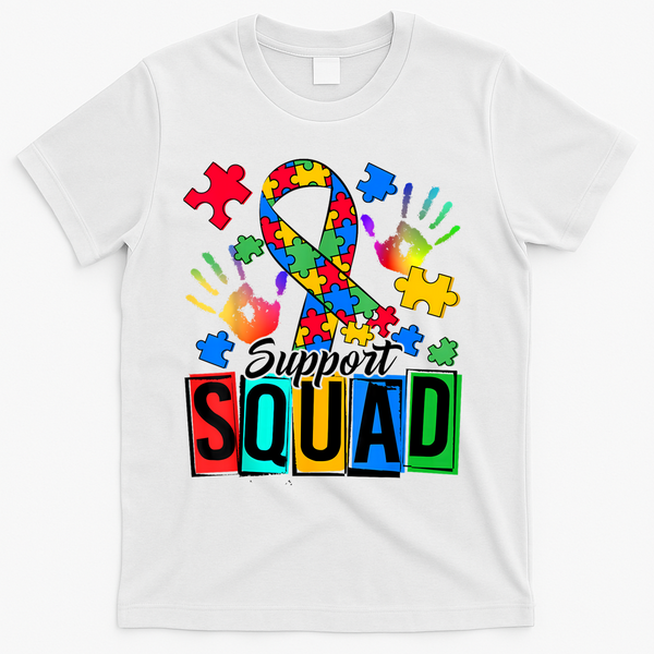 Autism Awareness Support Squad Family T-Shirt - White