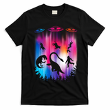 Alien Abduction Trex Loch Ness Bigfoot Funny Ufo T-Shirt - Black