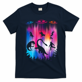 Alien Abduction Trex Loch Ness Bigfoot Funny Ufo T-Shirt - Navy Blue