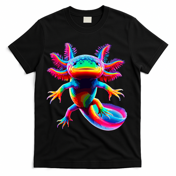 Axolotl Beautiful Colorful Axolotl T-Shirt - Black