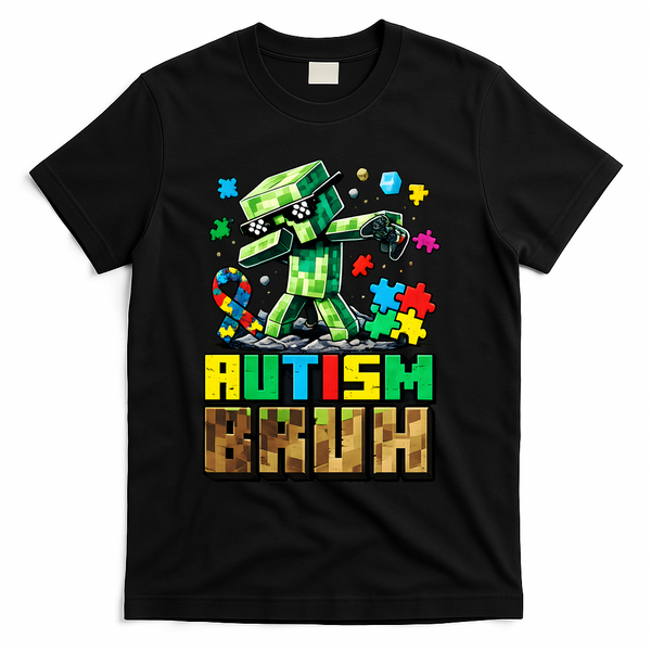 Autism Bruh Dab ASD Awareness Gameing T-Shirt - Black