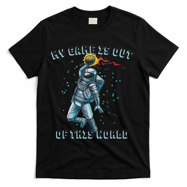 Astronaut Basketball Dunk Outer Space Game Out Of This World T-Shirt - Black