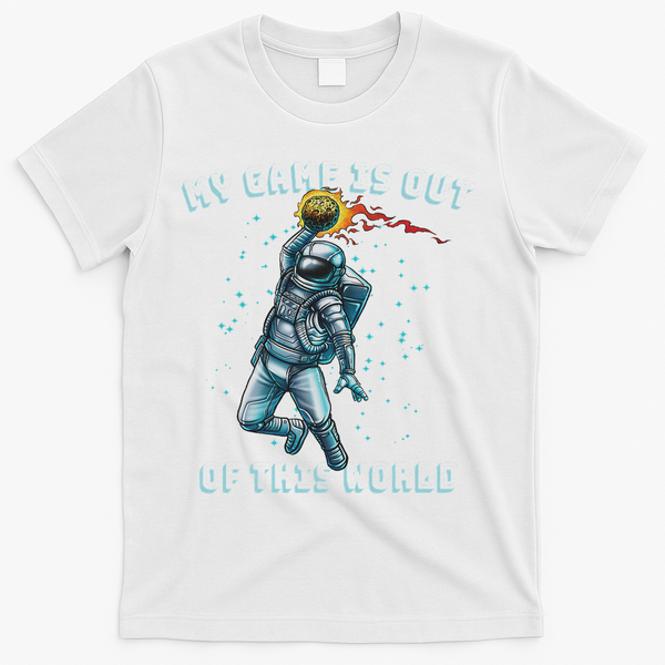 Astronaut Basketball Dunk Outer Space Game Out Of This World T-Shirt - White