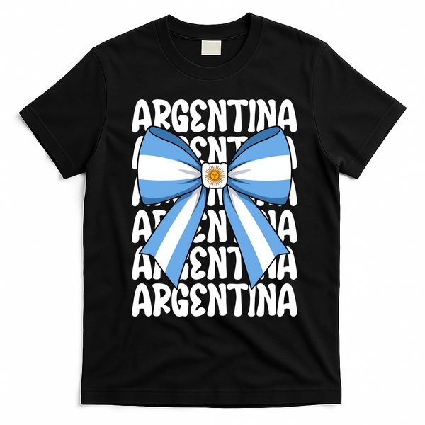 Argentina Bow Graphic Flag Colors T-Shirt - Black
