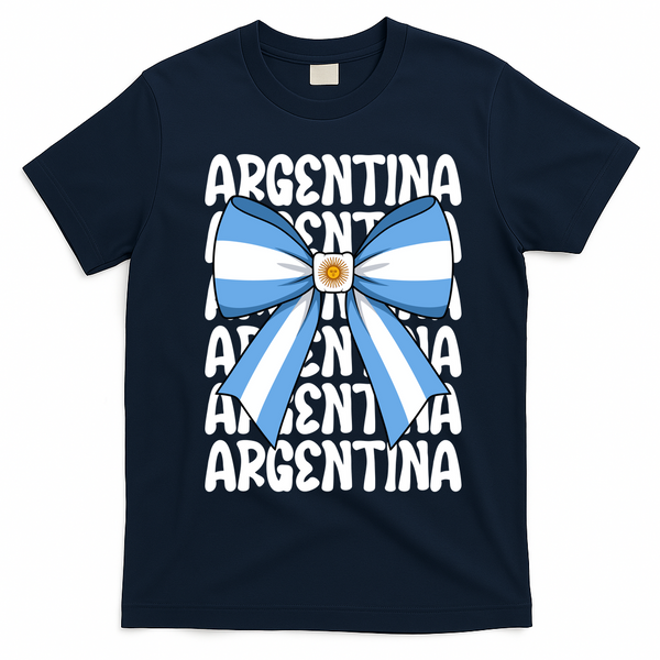 Argentina Bow Graphic Flag Colors T-Shirt - Navy Blue