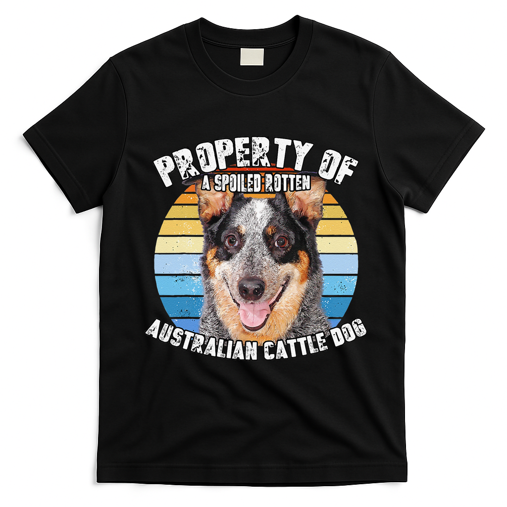 Australian Cattle Dog Blue Retro Property Of Cute Dog T-Shirt - Black